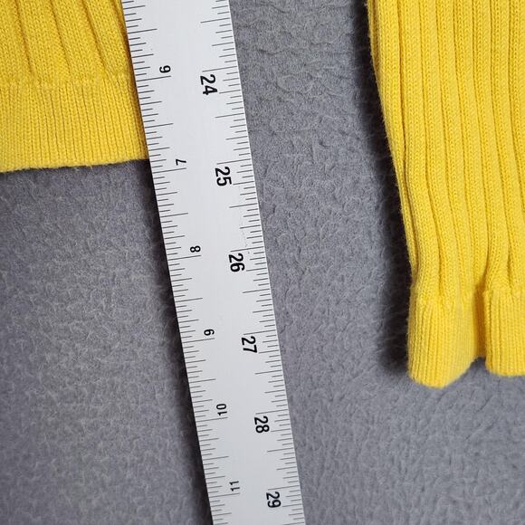 Lauren Ralph Lauren Sweater Womens XL Yellow Button Shoulder Faux Suede Patch - Picture 4 of 12
